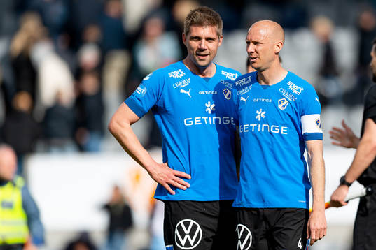 Halmstads Mikael Boman och Andreas Johansson jublar