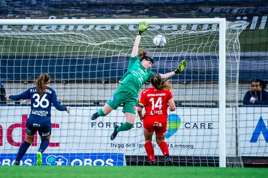 Örebros målvakt Tove Enblom och Carly Wickenheiser samt
