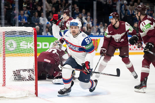 Mats Rosseli Olsen of Norway celebrates