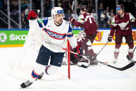 Mats Rosseli Olsen of Norway celebrates