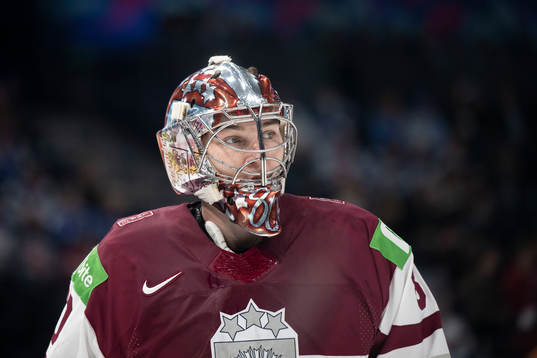 Goaltender Elvis Maerzlikins of Latvia
