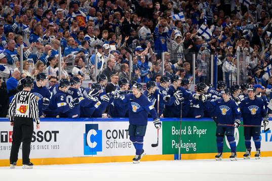 Mikko Lehtonen of Finland celebrates