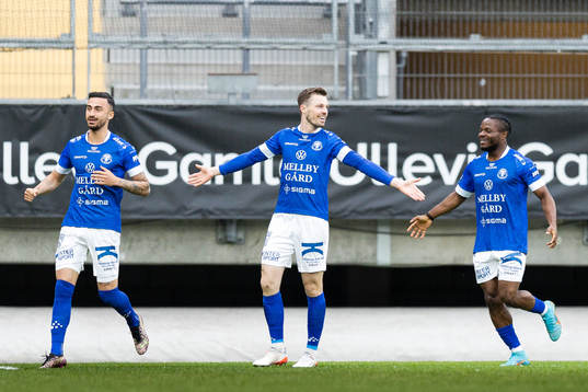 Trelleborgs spelare jublar efter 0-1