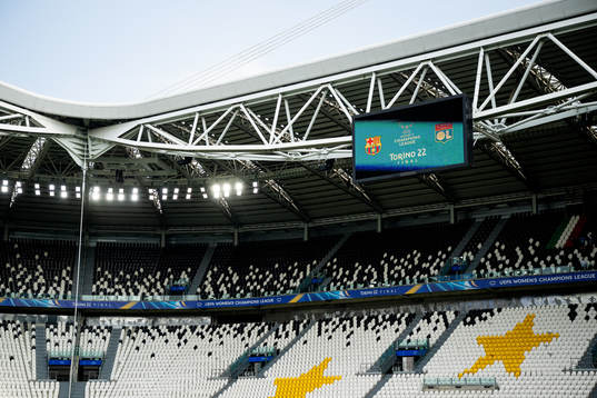 General view of Juventus Stadium ahead of the UEFA Women's Champions League final between Barcelona and Lyon on May 20, 2022 in Turin. 