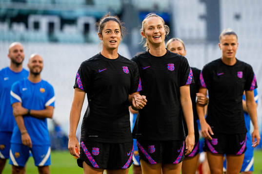 Marta Torrejon and Caroline Graham Hansen of Barcelona
