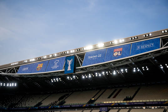 General view of Juventus Stadium ahead of the UEFA Women's Champions League final between Barcelona and Lyon on May 20, 2022 in Turin. 