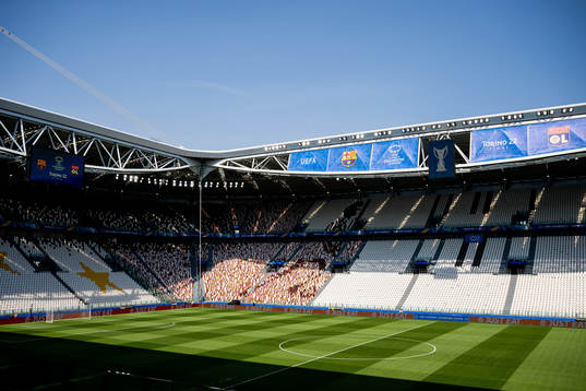 General view of Juventus Stadium ahead of the UEFA Women's Champions League final match between Barcelona and Lyon on May 21, 2022 in Turin. 