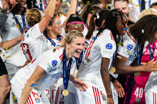 Ada Hegerberg of Lyon celebrates winning the UEFA Women's Champions League final match between Barcelona and Lyon