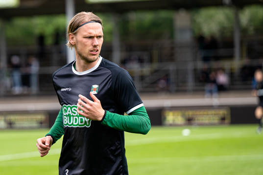 Varbergs Hampus Zachrisson före fotbollsmatchen i