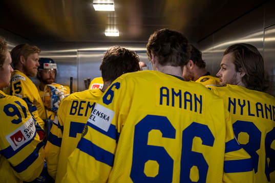 Goaltender Magnus Hellberg, Nils Åman and William Nylander
