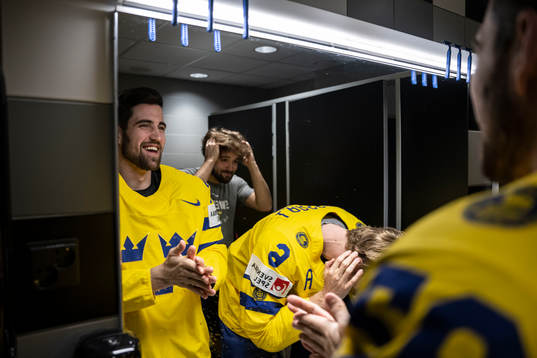 Erik Gustafsson, Emil Bemström and Adam Larsson of Sweden