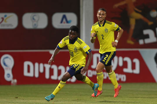 Jardell Kanga of Sweden celebrates after scoring 1-0 