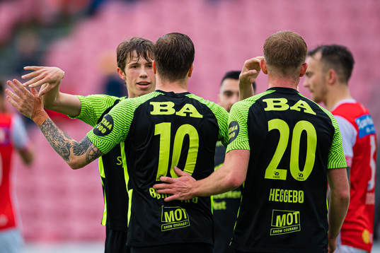 Frederik Lindbøg Børsting of Brann celebrates after scoring the 0-2 goal