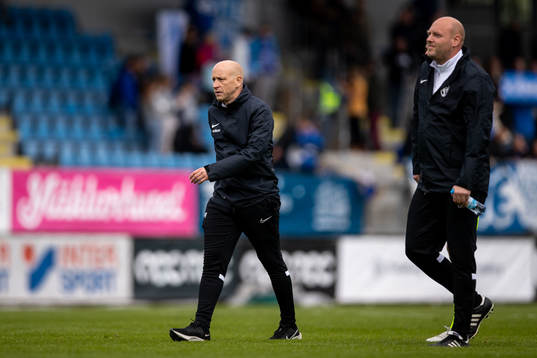 Landskronas tränare Billy Magnusson och målvaktstränare