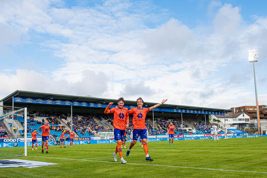 Isak Dybvik Määttä of Aalesund celebrates after scoring the 0-1 goal
