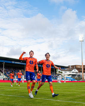 Isak Dybvik Määttä of Aalesund celebrates after scoring the 0-1 goal