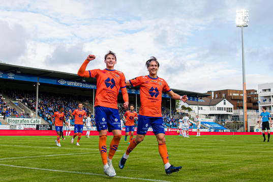Isak Dybvik Määttä of Aalesund celebrates after scoring the 0-1 goal