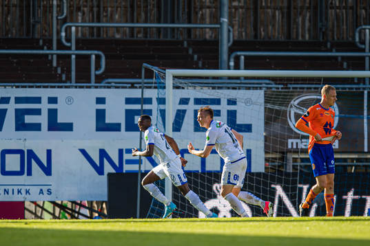 Alioune Ndour of Haugesund celebrates after scoring the 2-1 goal