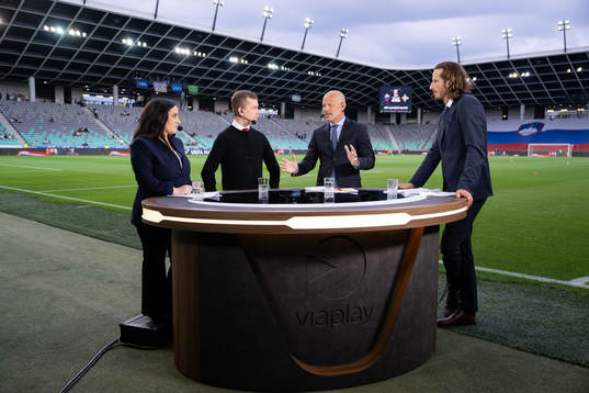 The studio of Swedish broadcaster Viaplay with Jennifer