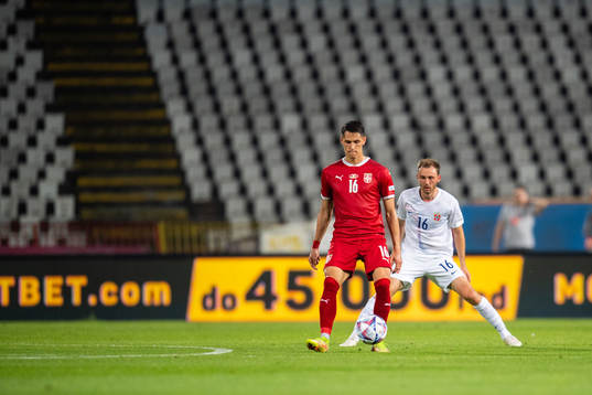 Sasa Lukić of Serbia and Fredrik Aursnes of Norway