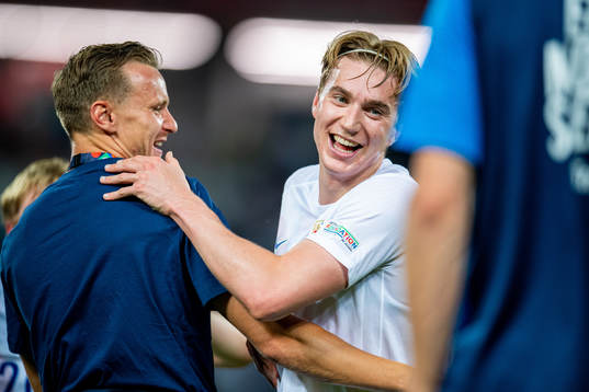 Marius Lode and Kristian Thorstvedt of Norway celebrate