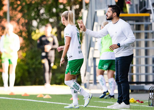 Hammarbys Emma Jansson och tränare Pablo Pinones-Arce