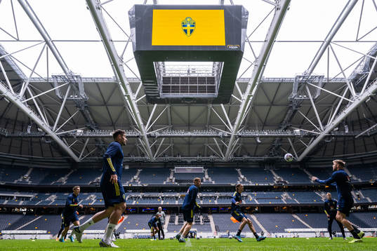Edvin Kurtulus, Sotirios Papagiannopoulos, Dejan Kulusevski, Kristoffer Olsson and Christoffer Nyman of the Swedish national football team