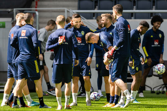 Sotirios Papagiannopoulos and Christoffer Nyman of the Swedish national football team