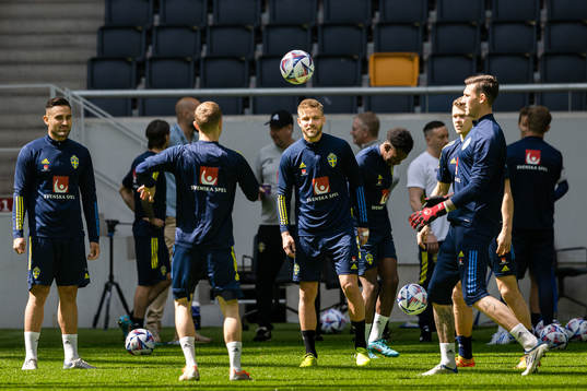 Sotirios Papagiannopoulos and Christoffer Nyman of the Swedish national football team