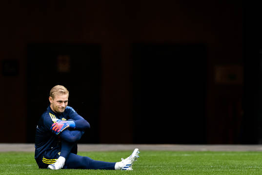 Goalkeeper Jacob Rinne of the Swedish national football team