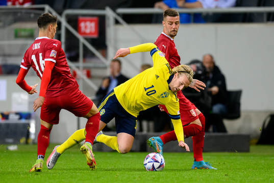 Sasa Lukic and Sergej Milinkovic-Savic of Serbia against