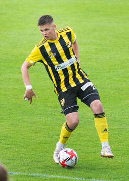 IFK Hässleholms Victor Ahlgren i matchen i DM mellan IFK Hässleholm och IF Lödde i Hässleholm 15 juni 2022.
