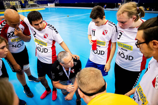 Sollentuna/Häggtunas spelare vid finalen i handboll mellan