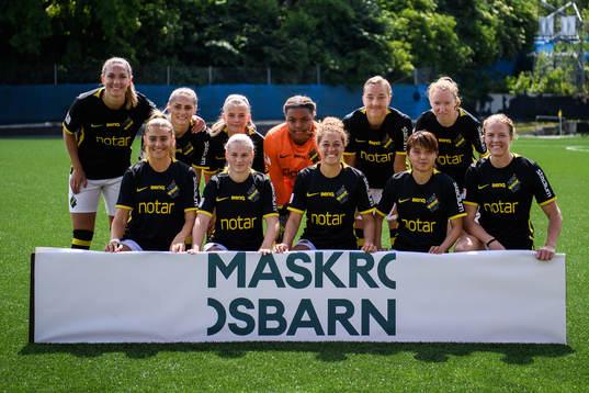 AIKs startelva bestående av Jennie Nordin, Linda Hallin, Matilda Nilden, målvakt Serina Iddrisu Backmark, Jenny-Julia Danielsson, Caroline Murray, Remy Siemsen, Emelie Jansson, Chinyelu Asher, Honoka Hayashi och Sara Nordin