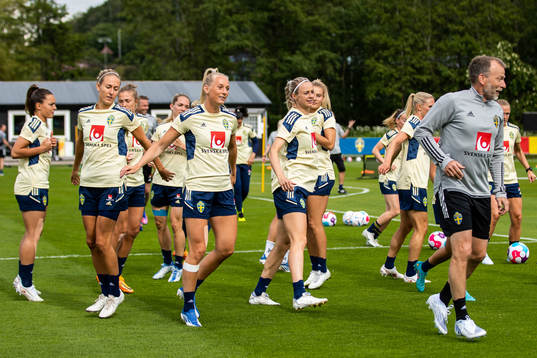 Stina Blackstenius and Amanda Ilestedt of the Swedish women's national football team