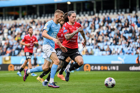 Malmö FFs Patriot Sejdiu och Trelleborgs Isak Jönsson