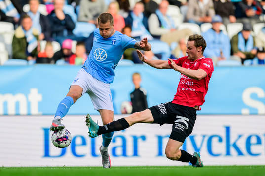 Malmö FFs Felix Beijmo och Trelleborgs Anton Tideman