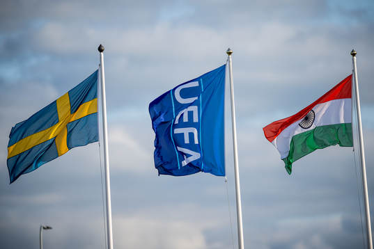 Flags of Sweden, UEFA and India