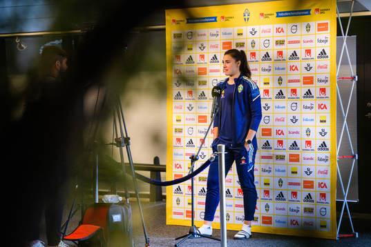 Goalkeeper Zećira Mušović is interviewed by the media