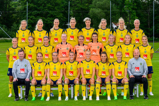 The women's national football team of Sweden poses for a