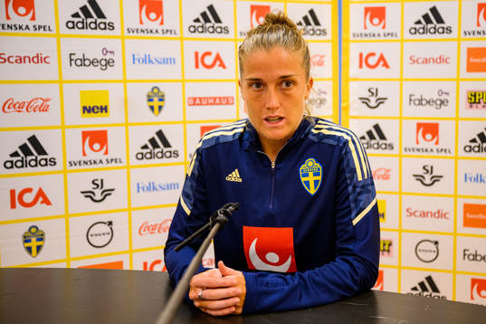 Filippa Angeldahl a press conference with the women's