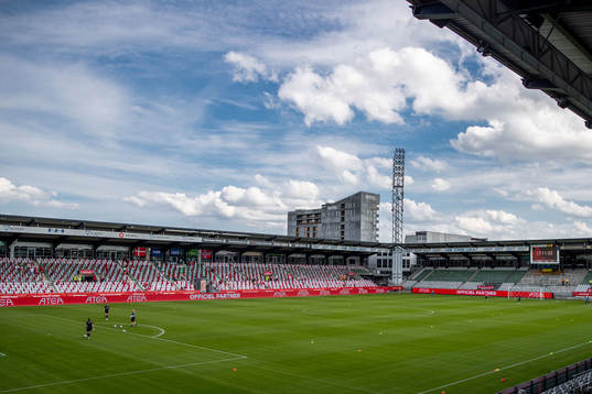 General view of Viborg Stadium ahead of the international friendly football match between Denmark and Norway on June 29, 2022 in Viborg. 