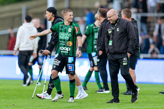 Varbergs Oliver Alfonsi och hjälptränare Martin Skogman