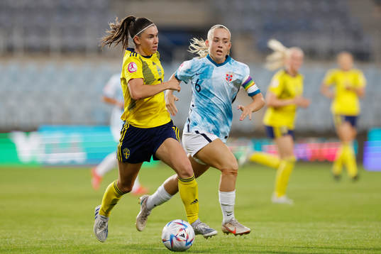 Emilia Pelganderof Sweden in action against Julie Jorde of Norway