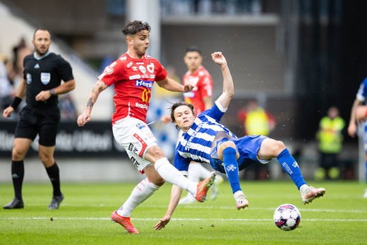 Degerfors Justin Salmon och IFK Göteborgs Simon Thern