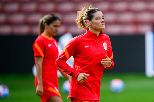 Renate Dominique during a training session with the Holland during the UEFA Women's Euro 2022 Championship on July 8, 2022 in Sheffield. 

