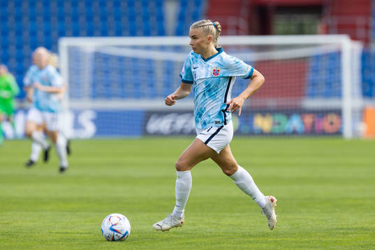 Thea Kyvåg of Norway during the UEFA Womens Under-19 European Championships final between Spain and Norway on July 9, 2022 in Ostrava.

