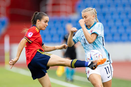 Thea Kyvåg of Norway during the UEFA Womens Under-19 European Championships final between Spain and Norway on July 9, 2022 in Ostrava.

