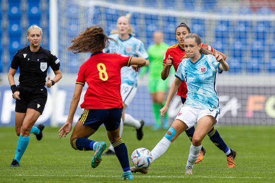 Irene Dirdal of Norway during the UEFA Womens Under-19 European Championships final between Spain and Norway on July 9, 2022 in Ostrava.

