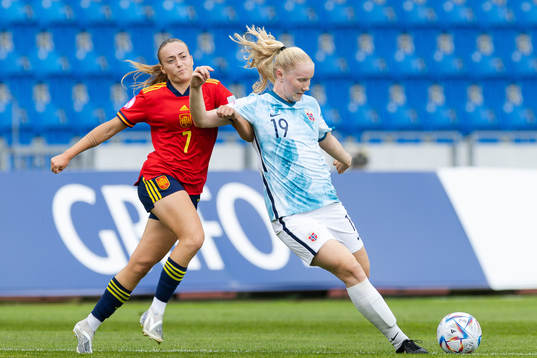Synne Brønstad of Norway during the UEFA Womens Under-19 European Championships final between Spain and Norway on July 9, 2022 in Ostrava.
